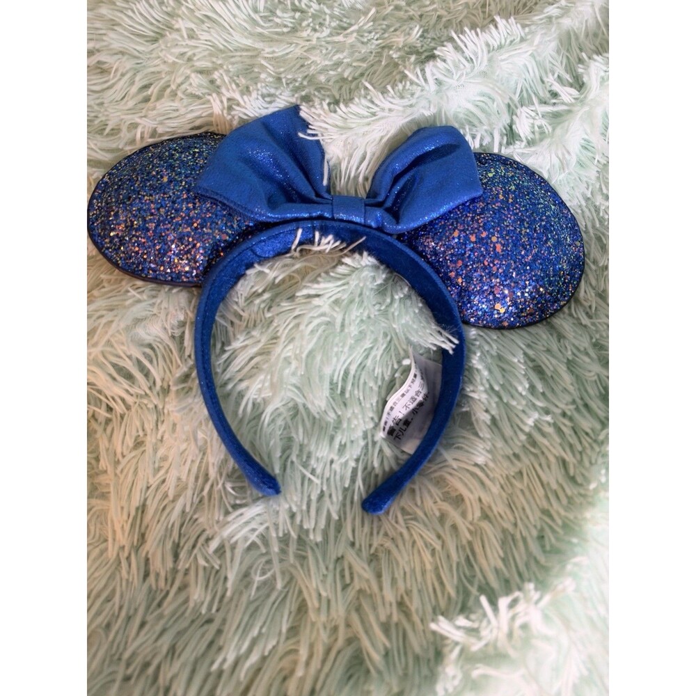 Disney Parks 2020 Blue Sparkle Minnie Mouse Ears Royal Headband Bow